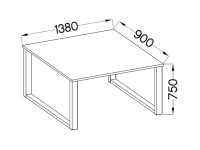 Stół Loftowy Industrialny 138x90 - Dąb Artisan Wymiary stołu
