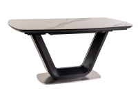 Stół rozkładany Armani 160-220x90 cm - biały efekt marmuru / czarny mat stÓŁ armani ceramic biaŁy (efekt marmuru)/ czarny mat 160(220)x90
