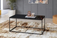 Stolik kawowy Helio 99 ze szklanym blatem i metalowymi nogami 110 cm - czarny / czarne szkło stolik do salonu 