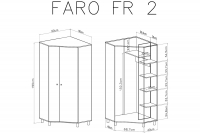 Szafa narożna Faro FR2 - 90 cm - biały lux / dąb artisan / szary Szafa młodzieżowa narożna Faro FR2 - biały lux / dąb artisan / szary - wymiary