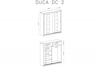 Szafa przesuwna Duca II z lustrami 200 cm - biały Szafa przesuwna dwudrzwiowa z lustrami Duca II 200 - biały - schemat