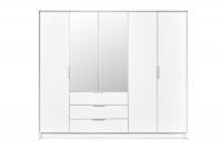 Nowoczesna szafa z lustrem i trzema szufladami Togo 255 cm - biała szafa ubraniowa Togo