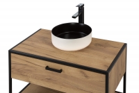Nowoczesna szafka pod umywalkę Brooklin z szufladą 90 cm - dąb craft brązowe meble do łazienki