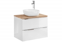 Wisząca szafka pod umywalkę Capri White 820 60 cm - biały połysk/dąb kraft złoty szafka do łazienki z umywalką 