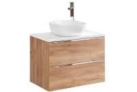 Wisząca szafka pod umywalkę Capri Oak 80 cm - dąb kraft złoty  szafka z umywalką do łazienki 