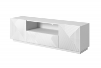 Szafka RTV Asha z szufladą i wnęką 167 cm - biały połysk Szafka RTV do salonu