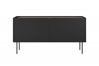 Dwudrzwiowa szafka RTV Desin z ukrytą szufladą i metalowymi nogami 120 cm - czarny mat / dąb nagano czarna szafka rtv na nóżkach