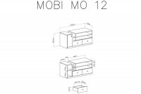 Szafka RTV Mobi MO12 z szufladami 120 cm - biały / żółty wnętrze szafki rtv mobi