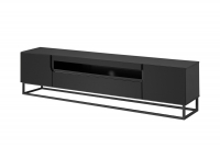 Szafka RTV Loftia z wnęką i metalowym stelażem 200 cm - czarny / czarny mat szafka rtv w stylu loftowym