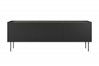 Trzydrzwiowa szafka RTV Desin z ukrytą szufladą i metalowymi nogami 170 cm - czarny mat / dąb nagano czarna szafka rtv na nóżkach