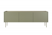 Trzydrzwiowa szafka RTV Desin z 2 ukrytymi szufladami 170 cm - oliwka / dąb nagano zielona szafka rtv na nóżkach