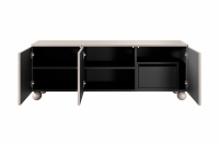 Szafka RTV trzydrzwiowa z ukrytą szufladą Sonatia II 150 cm - kaszmir szafka rtv na nóżkach