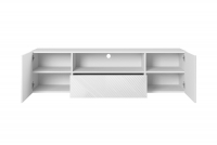 Wisząca szafka RTV Asha z szufladą i wnęką 167 cm - biały połysk szafka rtv do salonu