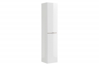 Wysoka szafka wisząca do łazienki Capri White 35 cm - biały połysk / dąb kraft złoty  wysoka szafka łazienkowa Capri 