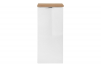 Szafka łazienkowa z koszem na pranie Capri White 35 cm - biały połysk / dąb kraft złoty szafka wisząca z koszem na pranie