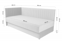 Tapczan/łóżko lewostronne z pojemnikiem Nutri - beżowy welur Zanzibar 108, 186x80/80 cm Tapczan/łóżko lewostronne z pojemnikiem Nutri - beżowy welur Zanzibar 108, 186x80/80 cm