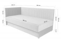 Tapczan/łóżko lewostronne z pojemnikiem Nutri - beżowy welur Zanzibar 108, 186x90/100 cm Tapczan/łóżko lewostronne z pojemnikiem Nutri - beżowy welur Zanzibar 108, 186x90/100 cm