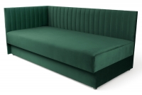 Tapczan/łóżko lewostronne z pojemnikiem Nutri - zielony welur Zanzibar 162, 186x80/100 cm Tapczan/łóżko lewostronne z pojemnikiem Nutri - zielony welur Zanzibar 162, 186x80/100 cm