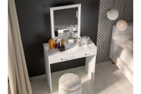 Nowoczesna toaletka z podświetlanym lustrem i szufladami Genis 01 - biały toaletka z podświetlanym lustrem