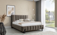 Łóżko tapicerowane Verica 160x200 - brązowy welur Element 5/ nogi czarne  wygodne łóżko Verica