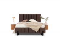 Łóżko tapicerowane Verica 160x200 - brązowy welur Element 5/ nogi czarne  brązowe łóżko z miękkim wezgłowiem 