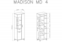 Witryna Madison MD4 - 60 cm - biały / dąb biszkoptowy Witryna trzydrzwiowa Madison MD4 - biały / dąb biszkoptowy - wymiary