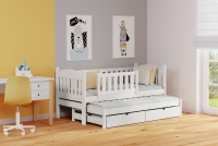 Łóżko dziecięce parterowe wysuwane Alvins z szufladami - biały, 90x180 lakierowane łóżko dziecięce  