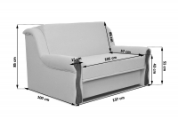 Sofa rozkładana Amerykanka z pojemnikiem Gosia 105 - tkanina drukowana Coral WM 82/średni orzech Sofa Amerykanka II Gosia 