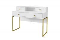 Zestaw mebli biurowych Cloe - Biały mat - Złoty biurko z szufladami 