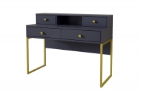 Zestaw mebli biurowych Cloe - Granatowy - Złoty biurko na metalowych nogach 