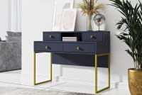 Zestaw mebli biurowych Cloe - Granatowy - Złoty biurko z szufladami 