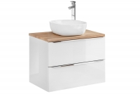 Zestaw mebli łazienkowych Capri White II - Biały połysk / dąb kraft złoty - 7 elementów szafka z umywalką 