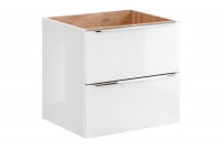 Zestaw mebli do łazienki Capri White III - biały połysk / dąb kraft złoty - 8 elementów szafka pod umywalkę 
