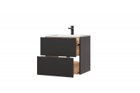 Zestaw mebli do łazienki Capri Cosmos II - dąb kraft złoty/czarny mat - 8 elementów szafka łazienkowa z szufladami comad 